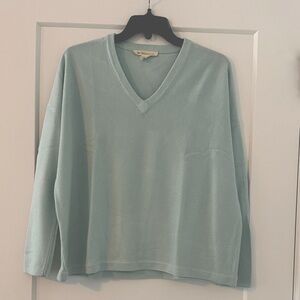 BCBGeneration Oversized V-Neck Soft Blue Knit Top